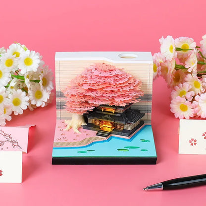 Treehouse 3D Desktop Calendar Sticky Notes Creative Crafts Souvenirs Paper Carvings Post-it Notes New Year Gifts Office Ornament