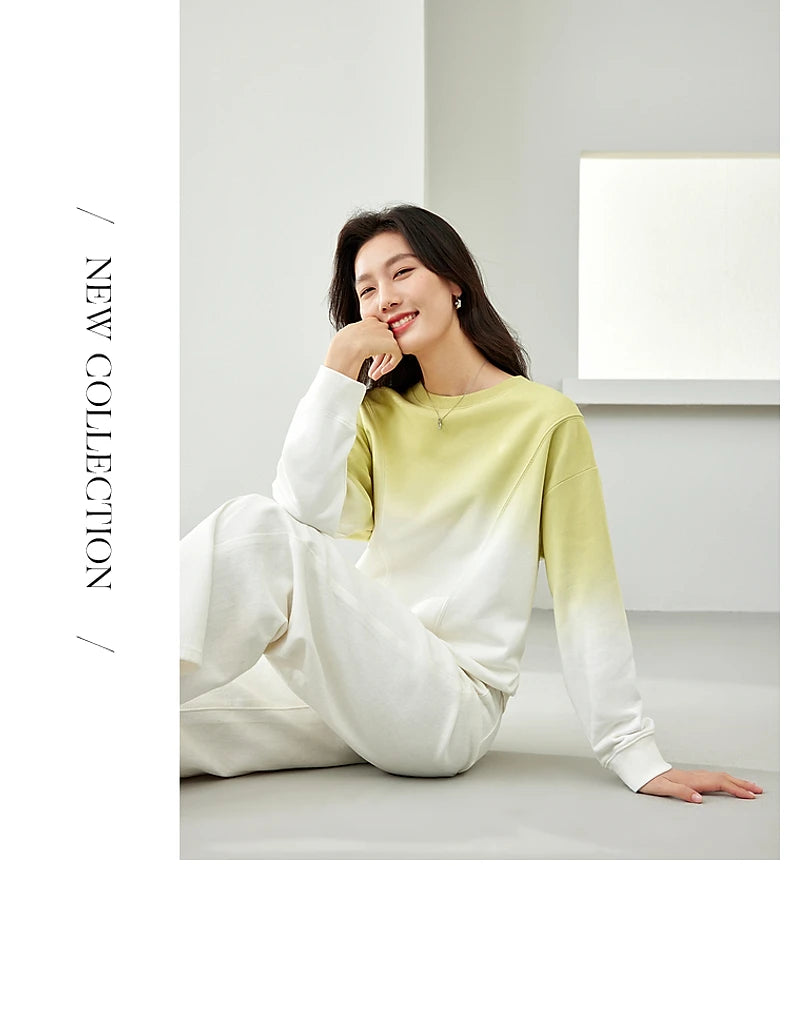 VIMLY Loose Gradient Sweatshirts for Women  Autumn Fashion Casual Round Neck Pullovers Long Sleeve Tops Female Clothes M2967