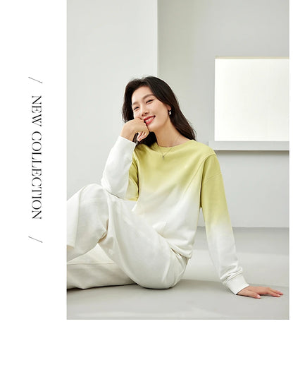VIMLY Loose Gradient Sweatshirts for Women  Autumn Fashion Casual Round Neck Pullovers Long Sleeve Tops Female Clothes M2967