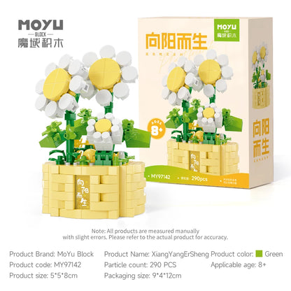 Potted Flower Basket Building Blocks Creative Bonsai Plant Bouquet Model Bricks Diy Home Decoration Kids Toy Girls Holiday Gifts