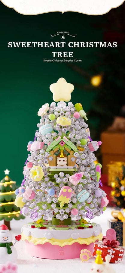 SEMBO Fantasy Christmas Tree Light Music Box Building Blocks MOC Sweet Cake Cup Model Bricks Toys Romantic Gifts for Girlfriend