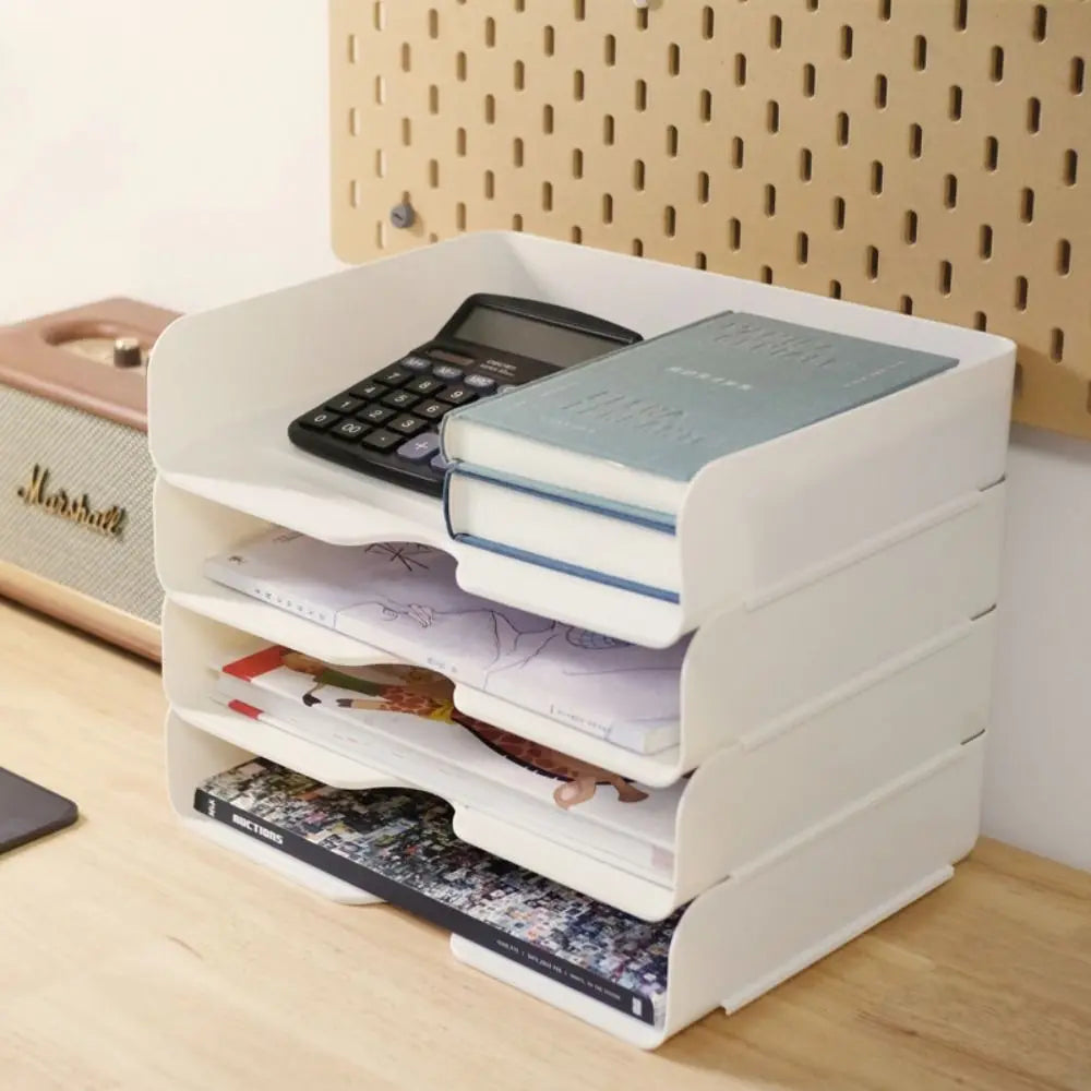 Organizador de escritorio apilable, bandeja para papel, archivador de escritorio para oficina, cartas, libros, documentos, estante para almacenamiento de cosméticos