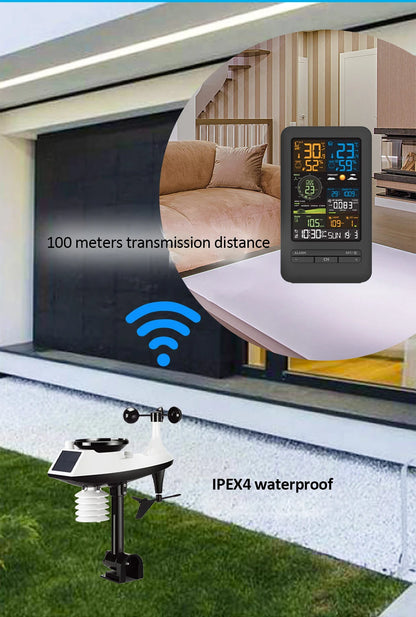 Smart WiFi Weather Station Digital Clock Wind Speed Direction Rainfall Light Index Air Quality Temperature Humidity Monitor