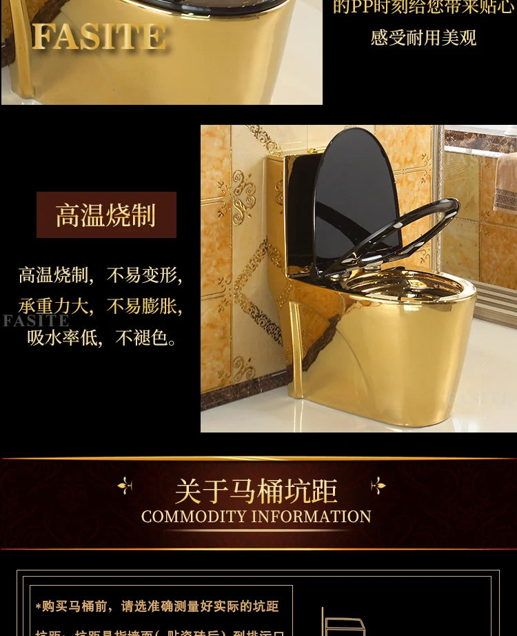 Artistic European style golden toilet siphon type deodorant toilet for adults, bathroom, household use