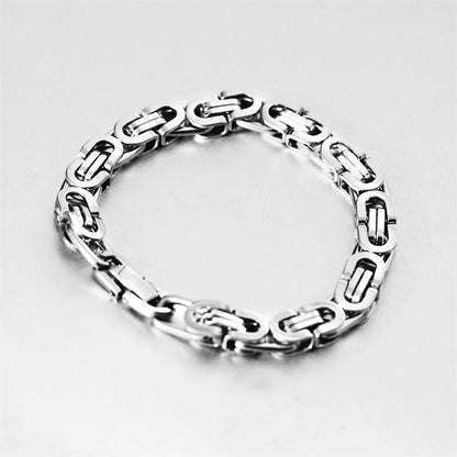 8MM Men's Thick Stainless Steel Byzantine Box Chains Jewelry Silver Color Male Chain Bracelet for Husband Boyfriend Gift