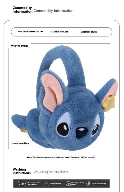 Original Disney Stitch Alex Didi Ear Muffs Gloves Plush Windproof Warm Cute 2024 New Ear Bags Children Ear Cover Winter Kid Gift
