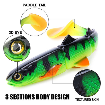 Spinpoler 16cm 22cm T Tail Swimbait Soft Bait Pike Lures 3 Jointed Plastic Shad Wobbler Ocean Beach Boat Fishing Tackle Peche