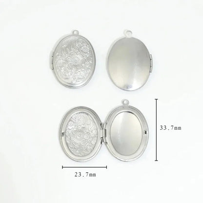 BoYuTe (20 Pieces/Lot) 316 Stainless Steel Oval Shaped Locket Pendant Can Open Photo Locket Diy Jewelry Materials