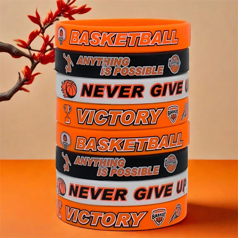 Basketball Motivational Silicone Wristband, Favor By Kids and Teenagers Basketball Party Basketball Bracelets Jewelry Sports Gif