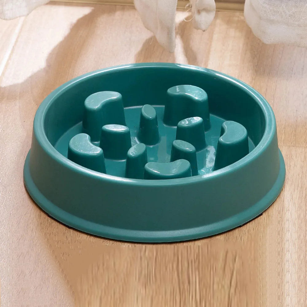 Pet Dog Bowl Slow Food Feeder Non-slip Anti Choking Cat Thickened Plastic Plate Bowls Healthy Anxiety Relief Dish Pet Supply