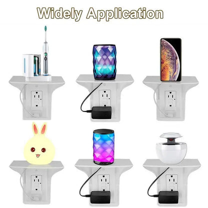 Wall Mount Socket Rack Wall Outlet Shelf Convenient Sturdy Socket Mobile Phone Charging Storage Holder For Bathroom Living Rooms