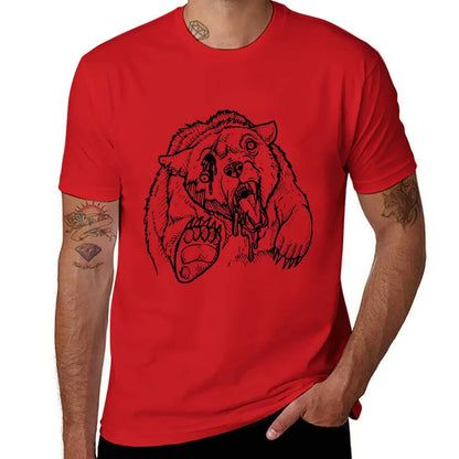 Camiseta de oso zombi, lisa, tallas grandes, camisetas de anime de Fruit of the Loom para hombre