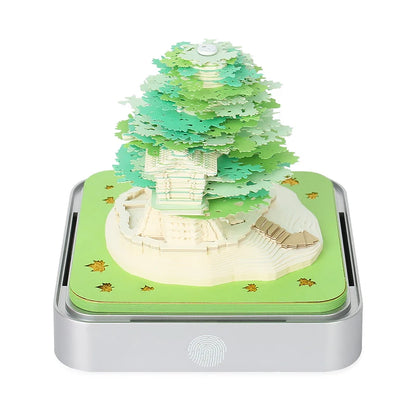 2024 Calendar Memo Pad With LED Lights,Time Piece Calendar,Creative Desk Calendar DIY Paper Carving Art Craft Desktop Decoration