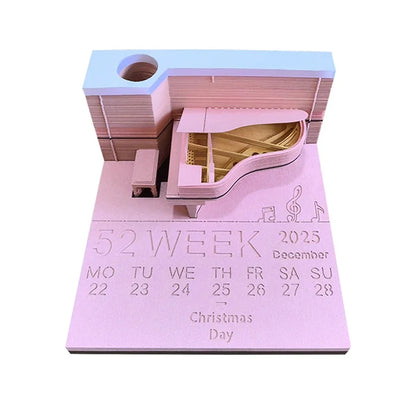 3D Piano Table Calendar Memo Pad Creative Exquisite Handicrafts Souvenirs DIY Desk Decoration New Year Gift for Office School