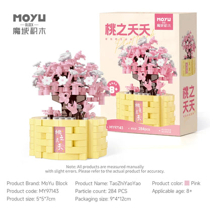 Potted Flower Basket Building Blocks Creative Bonsai Plant Bouquet Model Bricks Diy Home Decoration Kids Toy Girls Holiday Gifts