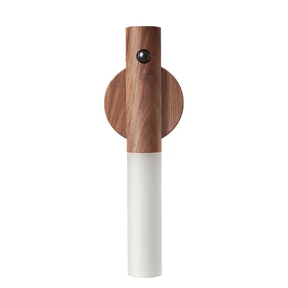 Luz LED de pared portátil e inteligente para interiores, luz nocturna para pasillo, carga USB, sensor de movimiento con grano de madera, activación por inducción