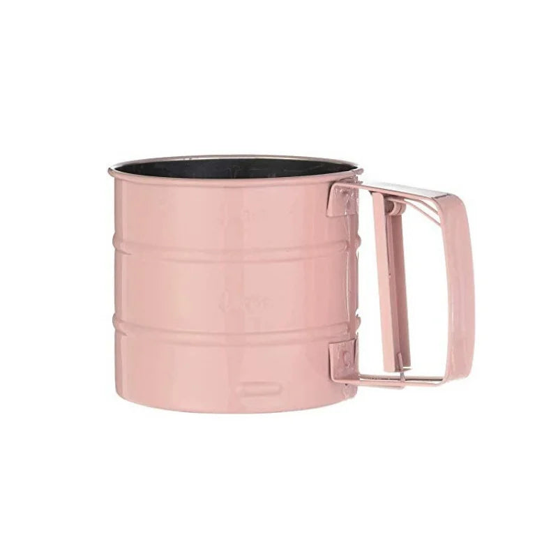 Stainless Steel Flour Sifter Powder Sieve Handheld Flour Sifter Powder Sieve Cup Double-Layer Hand Filter Powder Sieve Hand-Cran