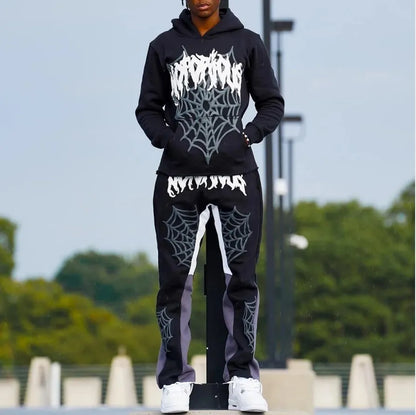 Sudadera con capucha con estampado de araña Y2k para hombre y mujer, estilo hip hop, chaqueta de manga larga, abrigos, top, sudadera con capucha holgada informal de otoño e invierno de estilo Harajuku