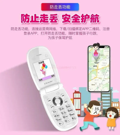 Sanrio Hello Kitty Flip Phone New Cartoon Cute Children White Pink Kawaii Mini Phone Children Birthday Gifts Fashion Model Toys