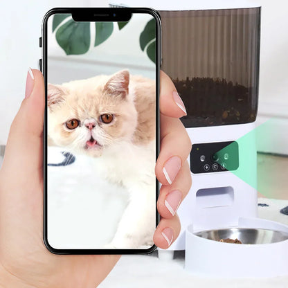 5L Double Bowls Smart Automatic Cat Feeder With Camera Cat Dry Food Video Dispenser Pet Smart Voice Recorder Auto Feeder For Dog