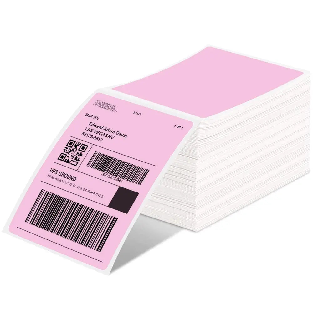 Phomemo 4x6 Thermal Labels for Shipping Label Printer - 500PCS Purple Mailing Labels 4x6 Direct Thermal Labels Fanfold BPA Free