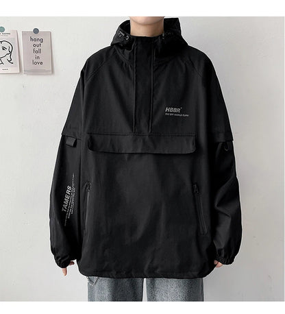 2024 New Autumn Streetwear Men Jackets Zipper Up Jacket Windbreaker Harajuku Thin Coats Loose Harajuku Oversized Outwear