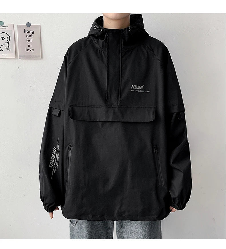 2024 New Autumn Streetwear Men Jackets Zipper Up Jacket Windbreaker Harajuku Thin Coats Loose Harajuku Oversized Outwear