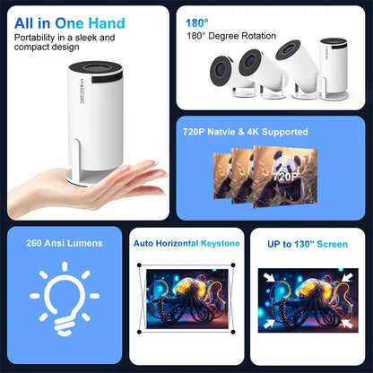 Projector 4K Android 11 HY300 Pro Wifi6 260ANSI Allwinner H713 BT5.0 1080P 1280*720P Video Cinema Outdoor Portable Projetor