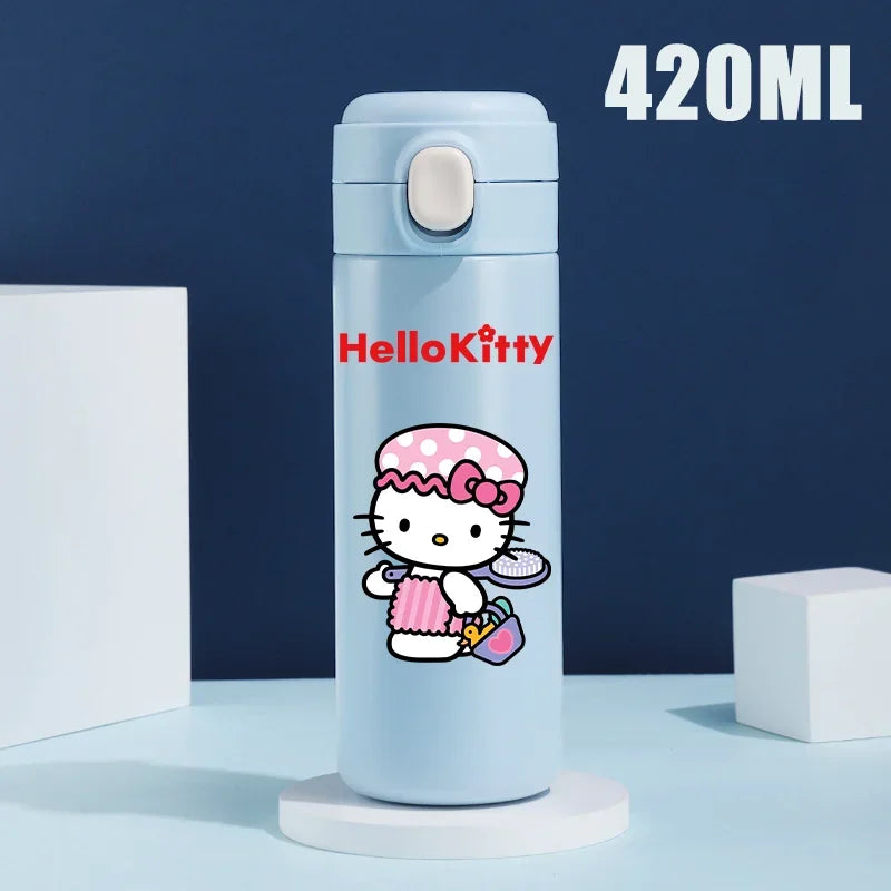 Sanrio 420 ML Thermos Mug Hello Kitty Cartoon 304 Stainless Steel Portable Water Cup Travel Water Bottle Kawaii Cups Kids Gifts