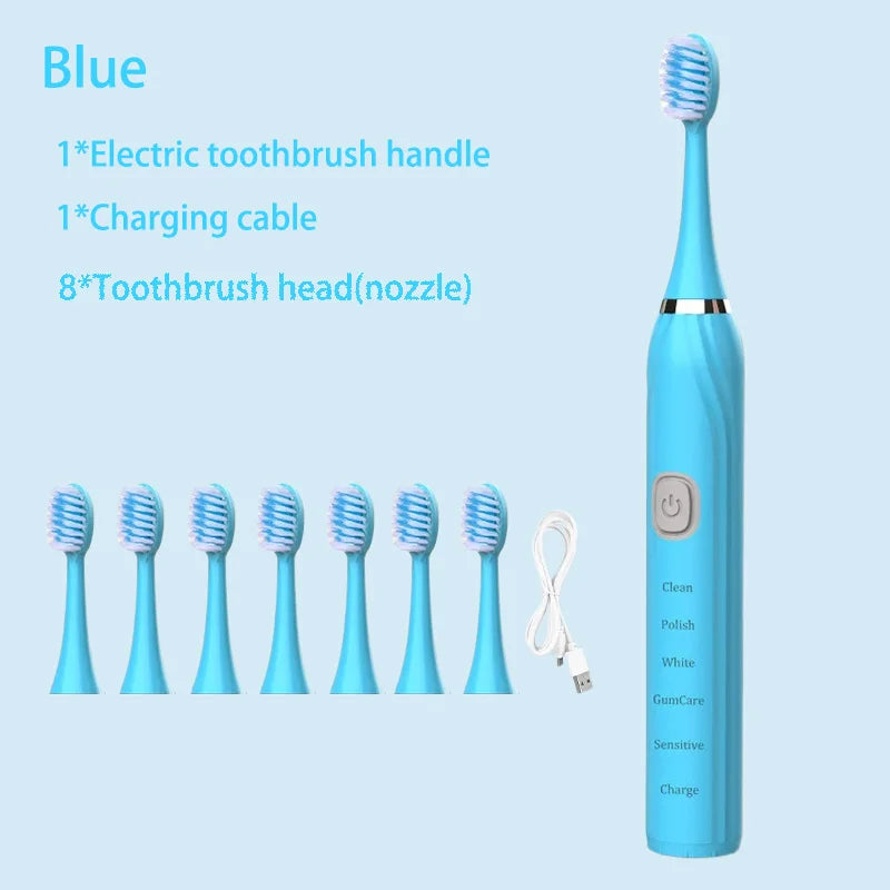Sonic Electric Toothbrush 5 Mode USB Charger Timer Brush Rechargeable Deep Clean Tooth Brushes Replacement Heads Set For Adults