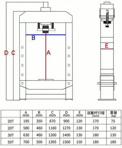 80 tonnage YL Series Gantry Electric Hydraulic Press Machine For bearing with hydraulic pump