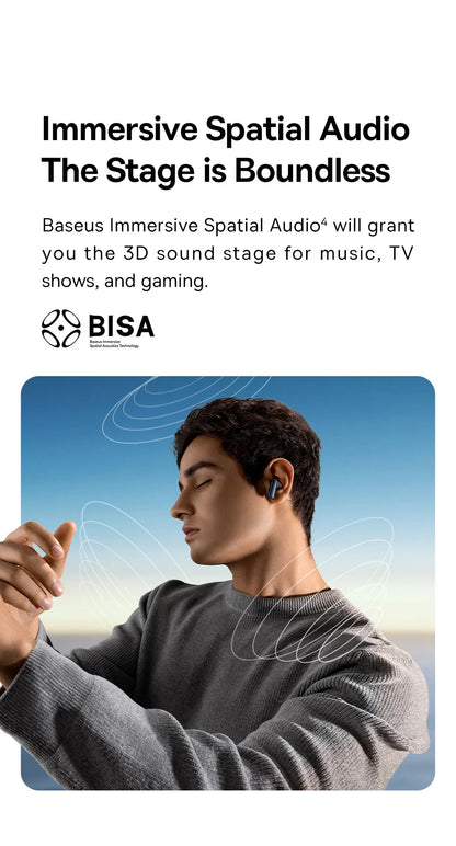 Baseus Bowie M2s Wireless Earphone Bluetooth 5.3 -48dB Active Noise Cancellation Headphone Support 3D Spatial Audio TWS Earbuds