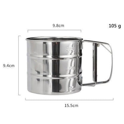 Stainless Steel Flour Sifter Powder Sieve Handheld Flour Sifter Powder Sieve Cup Double-Layer Hand Filter Powder Sieve Hand-Cran