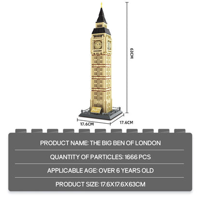 1666 piezas de ladrillos modelo Big Ben de Londres bloques de construcción arquitectura mundial construcción creativa juguetes de regalo para niños adultos 5216