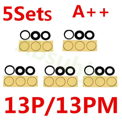 Absuhjx 5sets A++ Back Camera Glass Lens for iPhone 11 12 13 Pro Max 13Mini 14 14Plus X XS XR Rear Cam Holder