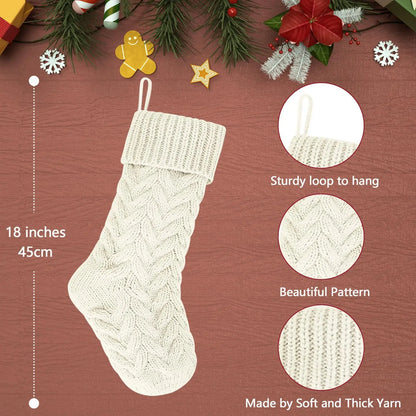 4/6PCS Christmas Stockings Knit Xmas Stockings 18 In Large Fireplace Hanging Stockings For Holiday Christmas Tree Party Decor