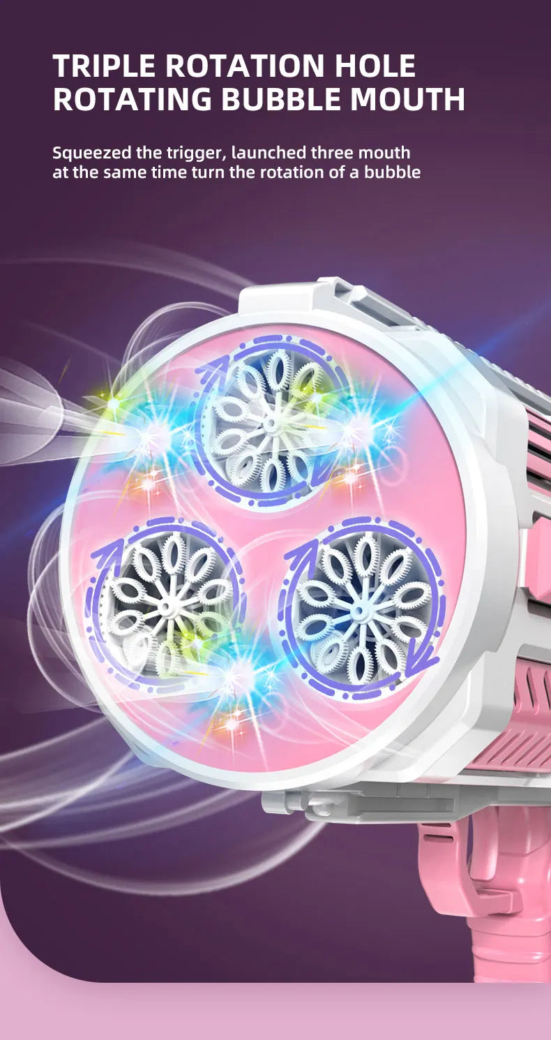 Máquina de burbujas de jabón con forma de cohete y pistola de burbujas N-Hole, lanzador espacial eléctrico, regalo para el Día del Niño que sigue produciendo burbujas con luz