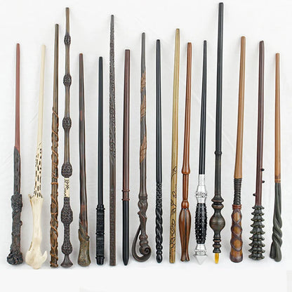 35-42cm Metal Core Potters Magic Wand 20 Species Cosplay Dumbledore Voldemort Malfoy Snape Wands Toys Ticket Badge As Free Gift
