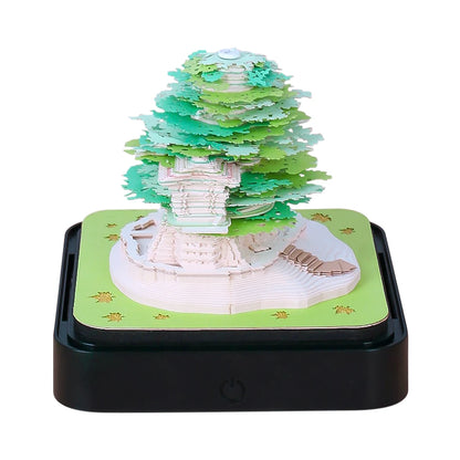 3D Omoshiroi Block Memo Pad Notepads Magical Calendar Magic Castle Sakura Tree Sticky Note Luxury Novelty Gift Items