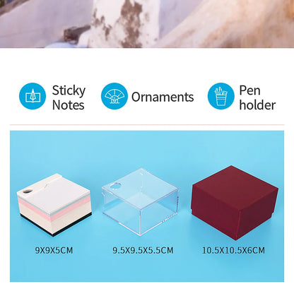 Omoshiroi Block 3D Memo Pad Santorini Magic Calendar Desk Decoration Tear Off Notepad Bookmark Souvenir Gift Girlfriend Birthday