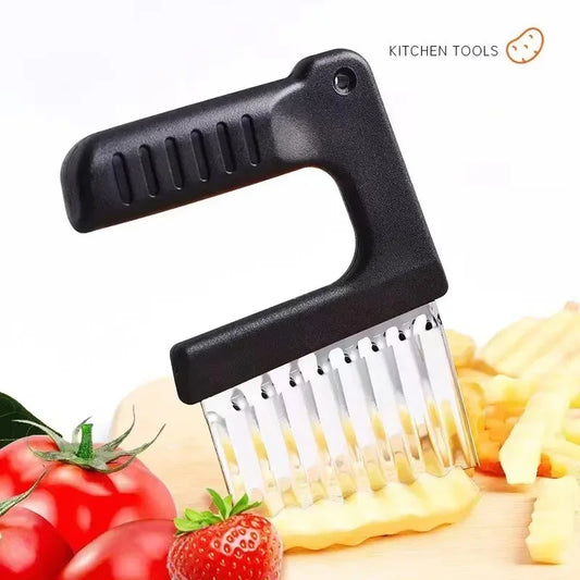 1 pieza de acero inoxidable de mano para cortar patatas fritas, cuchillo para maza, cortador de verduras multifuncional, herramientas de cocina