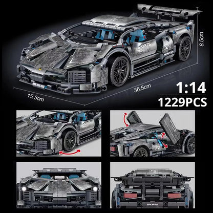 1280 pièces 1:14 blocs de construction voiture MOC City Speed ​​véhicule de course automobile de luxe avec super coureurs briques jouets pour enfants cadeau.