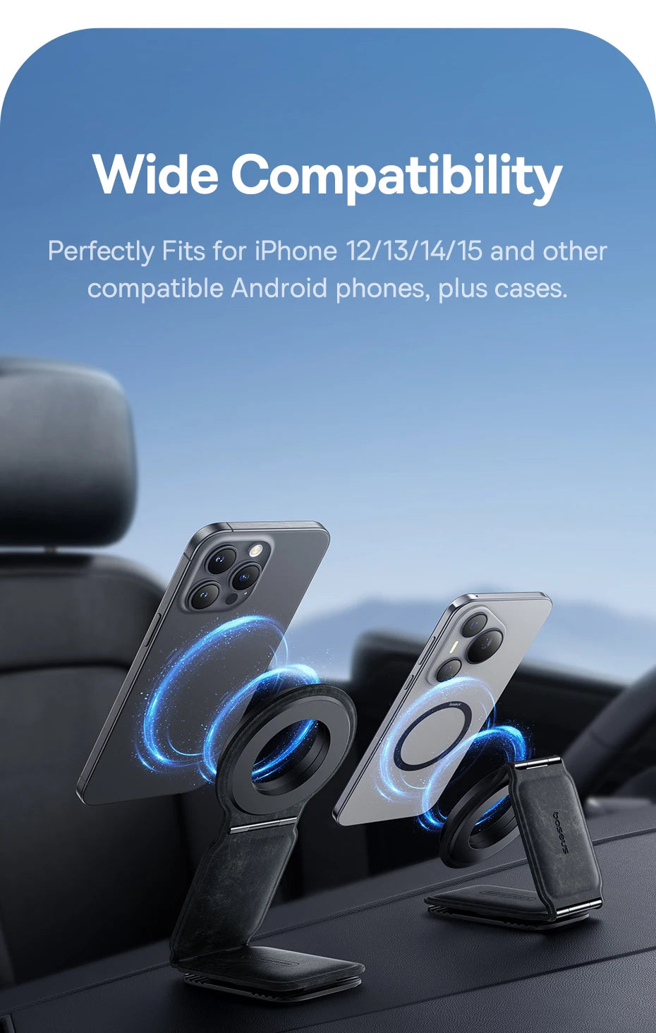 Baseus Car Phone Holder Magnetic Mobile Mount Bracket for Magsafe Foldable Car Phone Holder for iPhone 15 14 13 12 For Samsung