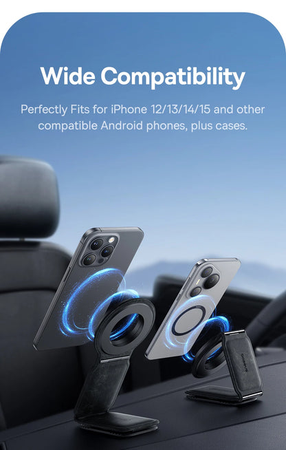 Baseus Car Phone Holder Magnetic Mobile Mount Bracket for Magsafe Foldable Car Phone Holder for iPhone 15 14 13 12 For Samsung
