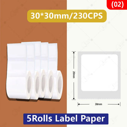 5 Rolls 30-50mm Thermal label Paper Rolls White Color Waterproof for Niimbot B1 B21 B203 B3S Label Printer Barcode Name Printing