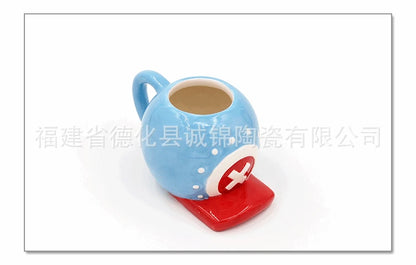 Anime ONE PIECE Creative Ceramic Mug Cute Luffy Office Coffee Cup Children's Breakfast Milk Cup Kawaii 400ml Water Cup Kids Gift