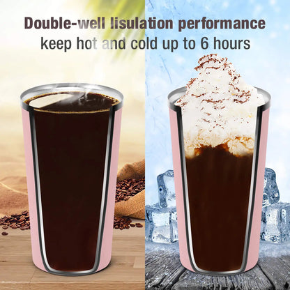 Pink Stainless Steel Coffee Cup Hot Cold Warm Water Beverage Thermo Insulated Leakproof Women Christmas Valentines Day Gifts