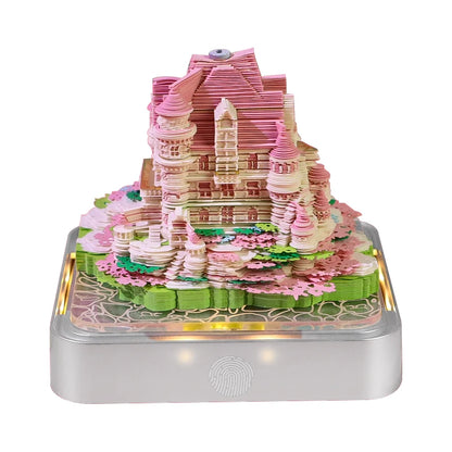 3D Calendar 2025 Memo Pad Omoshiroi Block Carousel Blue Notepad Artistic 3D Paper Art Sculpture Model Desk Ornaments Novel Gift