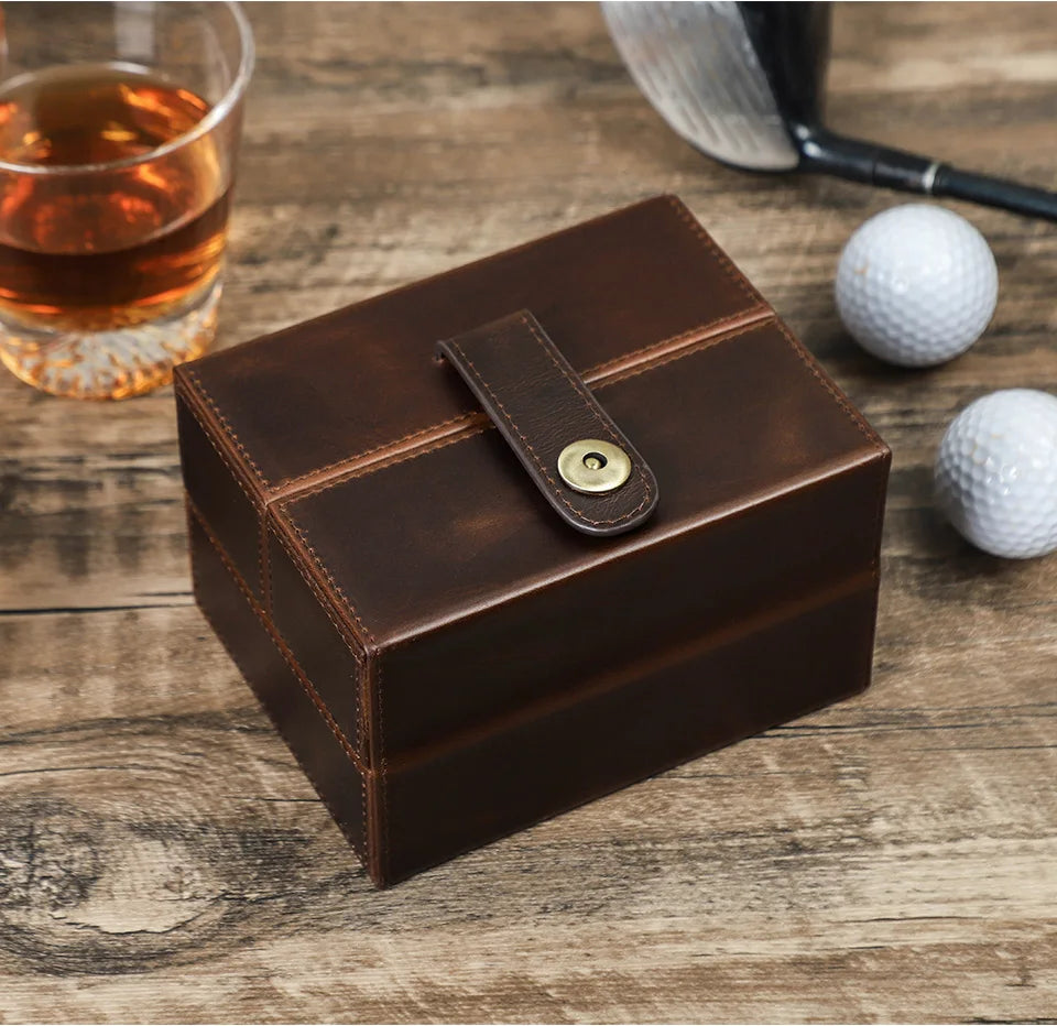 Retro Luxury Genuine Leather 2 Slots Watch Roll Case Travel Portable Organizer Display Storage Box with Pillow Handmade Gifts