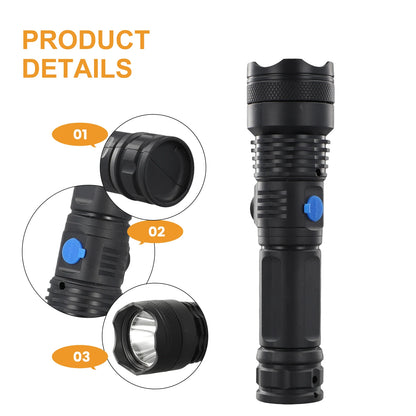 Super Bright LED Scuba Diving Flashlight P50 Underwater Waterproof UCB Rechargeable-Tactical Torch Lamp Spearfishing Lantern